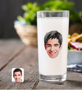 BK Gift Kişiye Özel Erkek Yüz Karikatürlü Rakı Bardağı-2 (Beyaz)