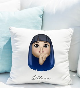 Emoji Kız Stiker Yastığı Kişiye Özel