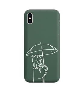 Iphone Xs Çizgi Tasarımlı Koyu Yeşil Lansman Telefon Kılıfı