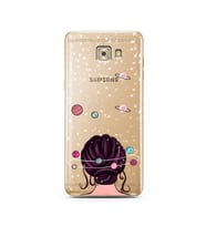 Space Girl Tasarım Süper Şeffaf Silikon Telefon Kılıfı Samsung C7 Pro 