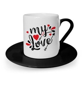 BK Gift Kişiye Özel Aşkım Siyah Türk Kahvesi Fincanı  1
