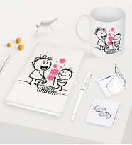 BK Gift Kişiye Özel Canım Annem Beyaz Defter Kalem Kupa Ayna Seti - 17 (Model 1)