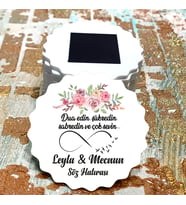 Magnet Hediyelik - Sonsuzluk İşaretli Çiçekli Gelin / Damat Tasarım Söz, Nişan, Düğün, Kına Hatırası Magnet