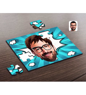 BK Gift Kişiye Özel Erkek Yüz Karikatürlü Ahşap Puzzle-1