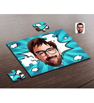 BK Gift Kişiye Özel Erkek Yüz Karikatürlü Ahşap Puzzle-1