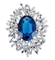 Monemel Mavi Swarovski Taşlı Yaka İğnesi - Kolye (Altın Kaplama) Sevgililer Günü Hediyesi Yeni Yıl Hediyesi - Yılbaşı Hediyesi