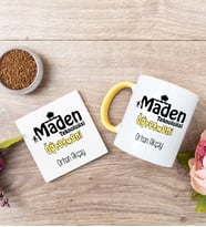 Maden Teknolojisi Öğretmeni Sarı Kupa Bardak Ve Bardak Altlığı Seti