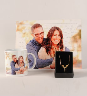 Kişiye Özel Fotoğraflı Puzzle Kupa Ve Melek Kanatlı Kolye