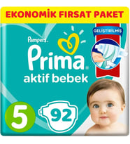 Prima Bebek Bezi Beden:5 (11-16Kg) Junior 92 Adet Ekonomik Fırsat Pk