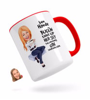 BK Gift Kişiye Özel Kadın Her Şey Yolundaymış Gibi Karikatürlü Kırmızı Kupa Bardak-2