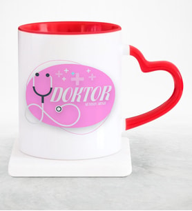 BK Gift Kişiye Özel Mesleki Doktor Kırmızı Kalpli Kupa Bardak  15
