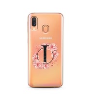 Pembe Çiçekli Harf Tasarım Süper Şeffaf Silikon Telefon Kılıfı Samsung A40 I-Har