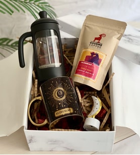 Kişiye Özel Tarot Gold Kupa French Press & Filitre Kahve Sevgiliye Hediye Seti