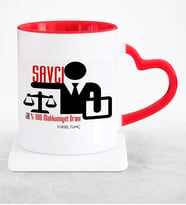 BK Gift Kişiye Özel Mesleki Savcı Kırmızı Kalpli Kupa Bardak