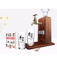 BK Gift Kişiye Özel Renkli Baskılı Atatürk Temalı İkili Rakı Bardağı Ahşap Rakı Standı ve Cep Kitabı Hediye Seti-24 (Model 1)