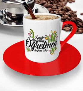BK Gift Kişiye Özel Bugün Günlerden Öğretmen Kırmızı Türk Kahvesi Fincanı  1
