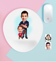 BK Gift Kişiye Özel Baba Kız Karikatürlü Bilek Destekli Mouse Pad-1 (Beyaz)