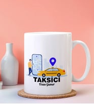 Kişiye Özel Taksici Tasarımlı Beyaz Kupa