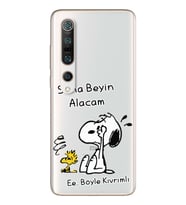Snoopy Tasarımlı Süper Şeffaf Silikon Telefon Kılıfı Xiomai Mi10- Mi 10 Pro