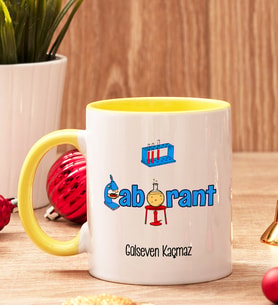 Laborantlara Hediye İçi Ve Kulpu Renkli Kupa Bardak