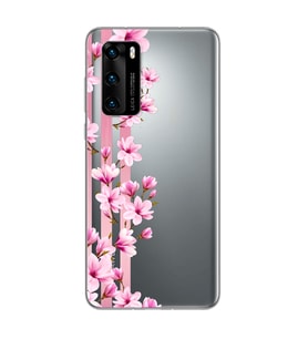 Transparan Çiçek Tasarımlı Süper Şeffaf Silikon Telefon Kılıfı Huawei P40