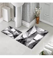 Banyo Halısı Ikili Klozet Takımı Kaymaz Tabanlı (60 xm x 100 cm + 40 cm x 60 cm)  (Gri)
