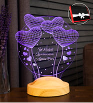 Öğretmene Özel 3D LED Lamba - Balon Kalpli Tasarımlı, Öğretmenler Günü ve Mezuniyet Hediyesi, İsimli Dekoratif Gece Lambası