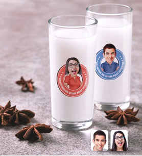 BK Gift Kişiye Özel Renkli Baskılı Erkek ve Bayan Kolay Yetişmiyor Karikatürlü İkili Rakı Bardağı Seti-3 (Beyaz)