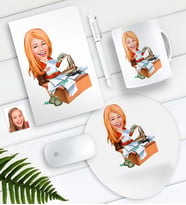 BK Gift Kişiye Özel Bayan Patron Karikatürlü Defter Kalem Kupa Mouse Pad Seti-6 (Model 1)
