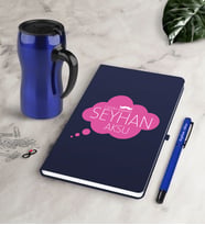 BK Gift Kişiye Özel Canım Babam Lacivert Defter Kalem Termos Mug Seti-2 (Model 1)
