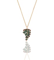 Söğütlü Silver Gümüş rose yeşil taşlı yaprak kolye