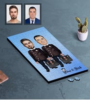 Kişiye Özel Seksenler Siyah Önlük Karikatürlü A3 130 Parça Puzzle Erkek Arkadaş-1