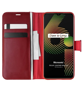 Microsonic Realme 6i Kılıf Delux Leather Wallet Kırmızı