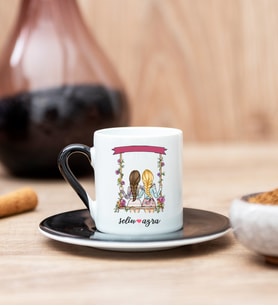 Best Friends Salıncak Tasarım Siyah Türk Kahvesi Fincanı