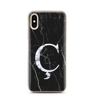Iphone X Siyah Mermer Harf Tasarımlı Telefon Kılıfı Ç-Harfi 