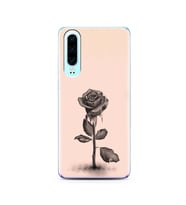 Gül Tasarımlı Süper Şeffaf Silikon Telefon Kılıfı Huawei P30  