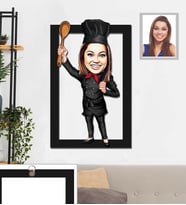 Kişiye Özel Aşçı Karikatürlü 3D Ahşap Tablo 30x47 Bayan-4