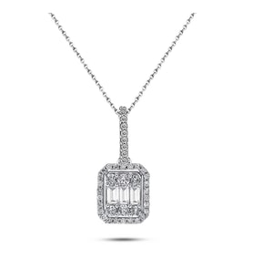 Modern Tasarım 0.60 Ct Baget Kare Tektaş Kolye 18 K