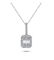 Modern Tasarım 0.60 Ct Baget Kare Tektaş Kolye 18 K