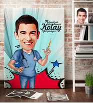 BK Gift Kişiye Özel Bay Hemşir Karikatür Kanvas Tablo 70x100cm 1