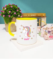 Unicorn Tasarımlı Kişiye Özel Unicorn Kupa Bardak Sarı