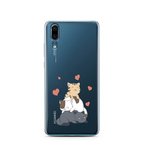 Kedi Kardeşler Tasarımlı Süper Şeffaf Silikon Telefon Kılıfı Huawei P20   