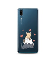 Kedi Kardeşler Tasarımlı Süper Şeffaf Silikon Telefon Kılıfı Huawei P20   