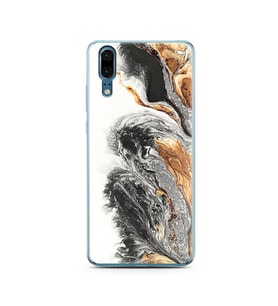 Mermer Tasarımlı Süper Şeffaf Silikon Telefon Kılıfı Huawei P20   