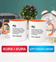 İkili Çiftlere Özel Eş Kupa Bardak Turuncu