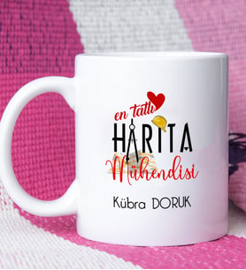 Mesajlı Harita Mühendisi Tasarımlı Kişiye Özel Harita Mühendisi Kupa Bardak