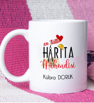 Mesajlı Harita Mühendisi Tasarımlı Kişiye Özel Harita Mühendisi Kupa Bardak