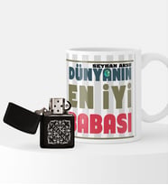 BK Gift Kişiye Özel Dünyanın En İyi Babası Benzinli Çakmak ve Kupa Seti-1 (Model 1)