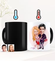 BK Gift Kişiye Özel Sevgililer Karikatürlü Sihirli Kupa Bardak - 2