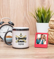 İş Güvenliği Uzmanı Sihirli  Kupa Bardak ve Kırmızı Mini Çerçeve
